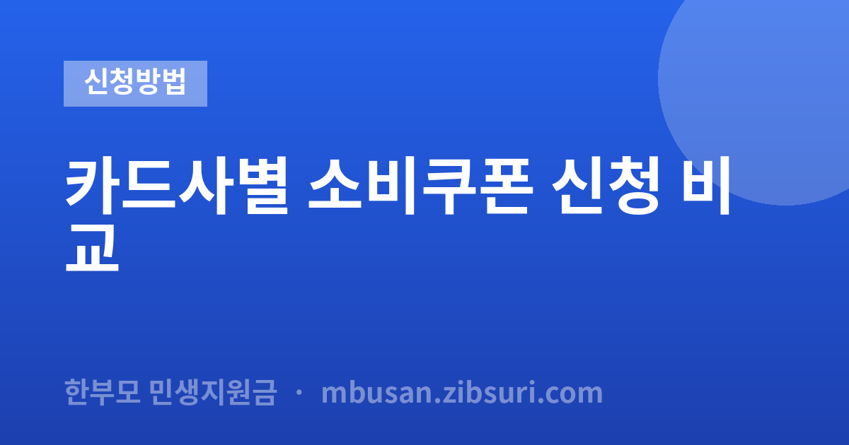 카드사별 소비쿠폰 신청 비교